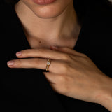 Ribbed Crescent Diamond Ring