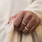 Ribbed Crescent Diamond Ring