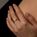 Ribbed Crescent Diamond Ring