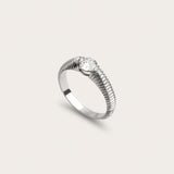 Ribbed Crescent Diamond Ring