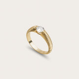 Ribbed Crescent Diamond Ring