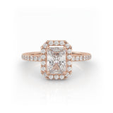 The Radiant Solitaire with Pavé band and Halo