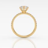 Pyöreä Solitaire-sormus kruunuistutuksella ja sivukivillä