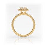 The Radiant Solitaire with Pavé band and Halo