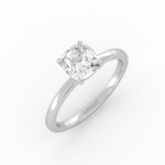 Cushion Solitaire lab-grown diamond ring in the white gold 4-prong setting.