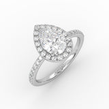 The Pear Solitaire with Pavé band and Halo