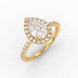 The Pear Solitaire with Pavé band and Halo