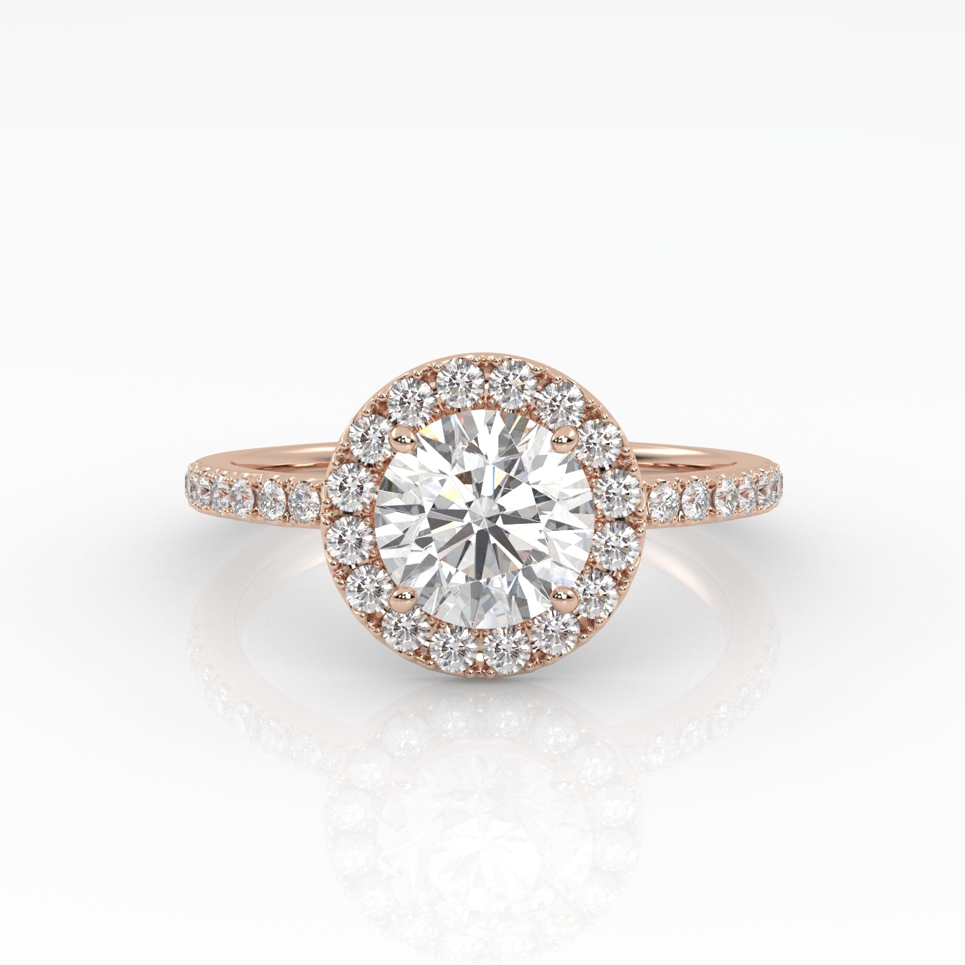 The Round Solitaire with Pavé band and Halo