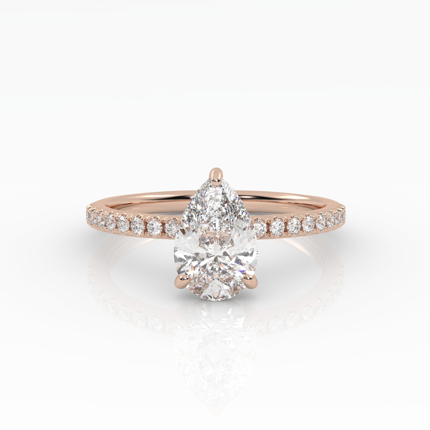 The Pear Solitaire with Pavé band