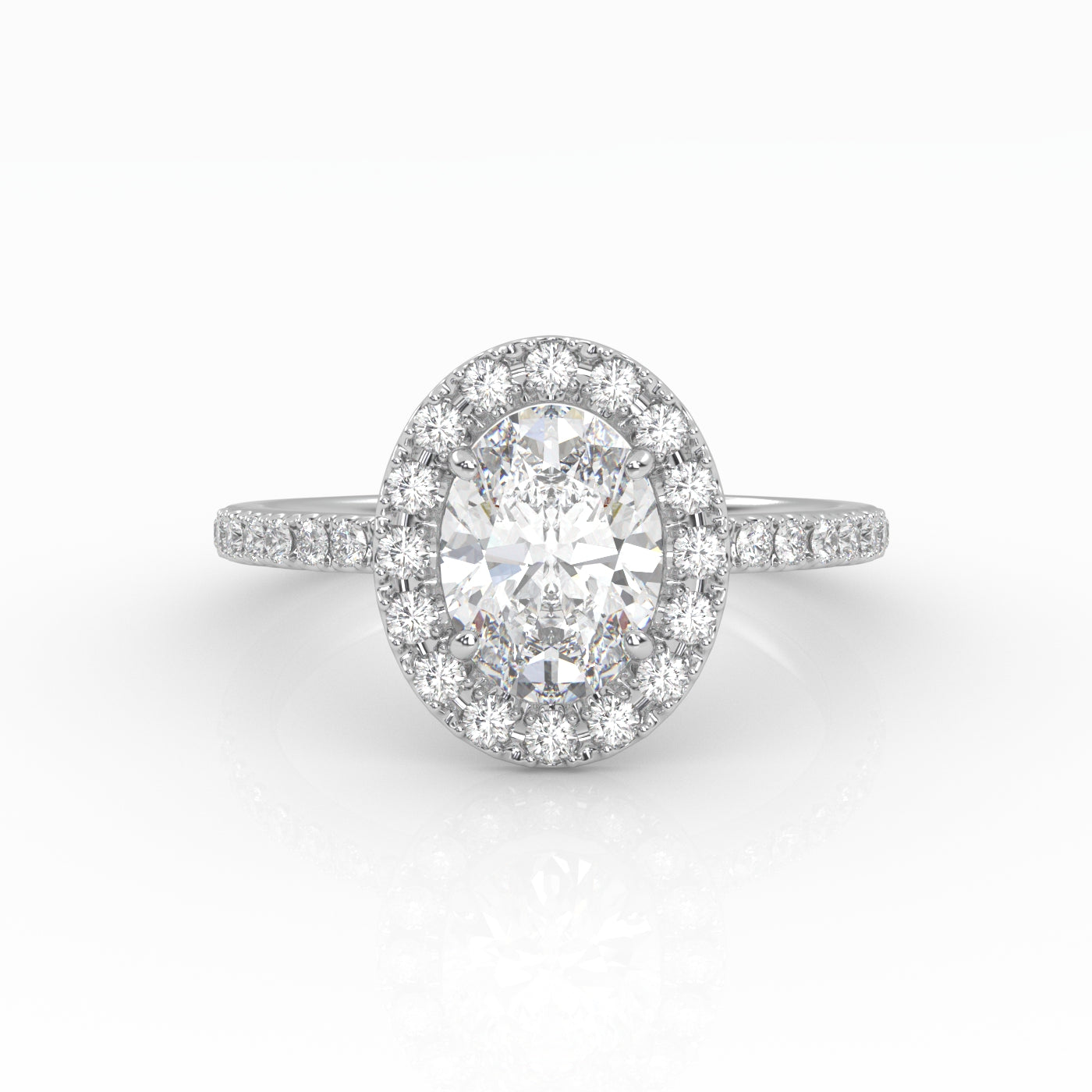 The Oval Solitaire with Pavé band and Halo