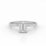 Elegant Emerald Solitaire engagement ring, crafted from ethical 1-carat lab-grown diamond and 18k white gold.