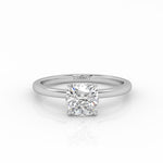 Elegant Cushion Solitaire engagement ring, made of ethical 1 carat lab-grown diamond and 18k solid white gold.