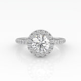 The Round Solitaire with Pavé band and Halo