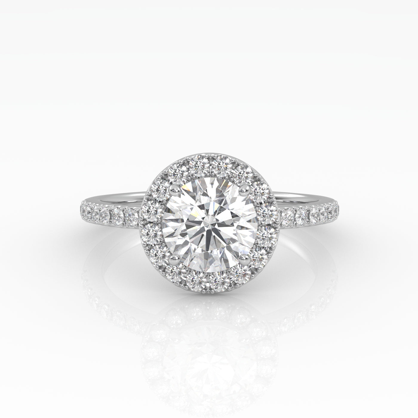 The Round Solitaire with Pavé band and Halo