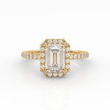 The Emerald Solitaire with Pavé band and Halo