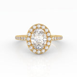 The Oval Solitaire with Pavé band and Halo