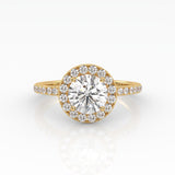 The Round Solitaire with Pavé band and Halo