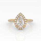 The Pear Solitaire with Pavé band and Halo