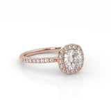 The Cushion Solitaire with Pavé band and Halo