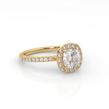 The Cushion Solitaire with Pavé band and Halo