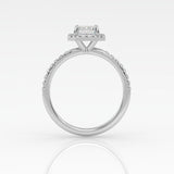 Emerald Solitaire-sormus halolla ja sivukivillä