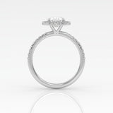 The Oval Solitaire with Pavé band and Halo