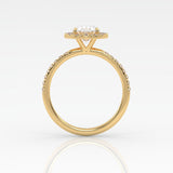 The Oval Solitaire with Pavé band and Halo