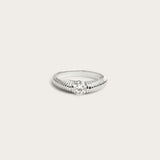 Ribbed Crescent Diamond Ring