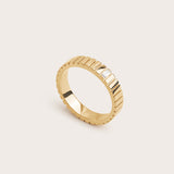 Ribbed Baguette Ring