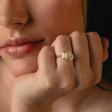 Emerald & Päron Toi et Moi Ring