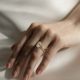 Close-up photo of a KARAAT lab-grown Oval Solitaire diamond ring in 18k rose gold, showcasing the high-clarity stone facets and the precision of the solitaire setting