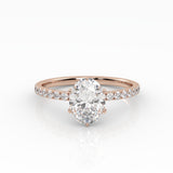 The Oval Six Prong Solitaire with Pavé band