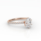 The Oval Six Prong Solitaire with Pavé band