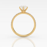 The Oval Six Prong Solitaire with Pavé band