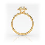 The Radiant Solitaire with Pavé band and Halo