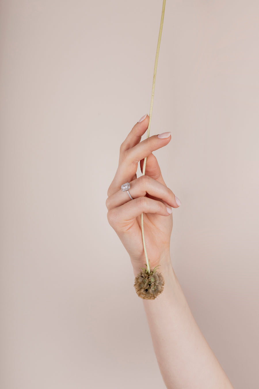 The Emerald Solitaire with Pavé band and Halo