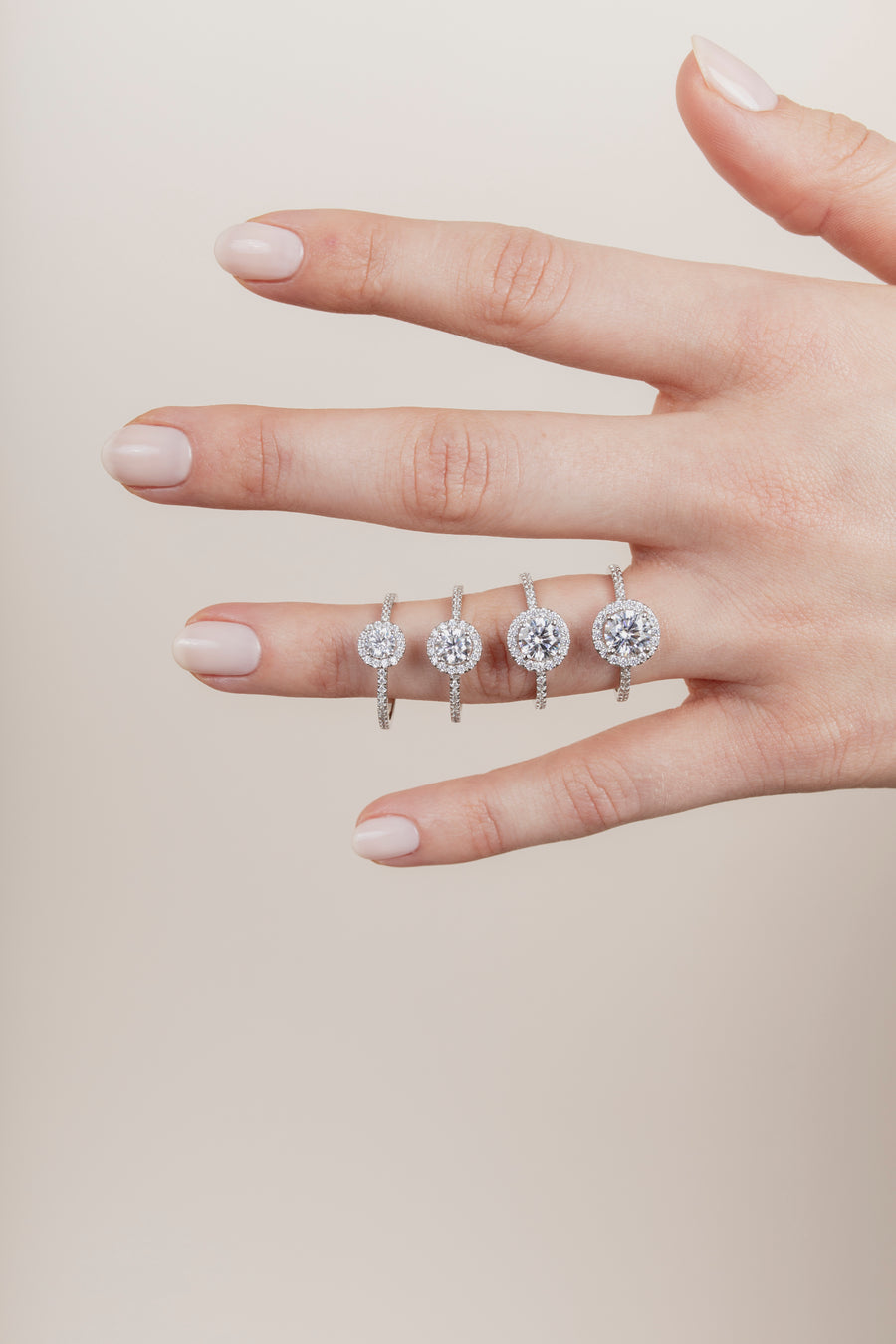 The Round Solitaire with Pavé band and Halo