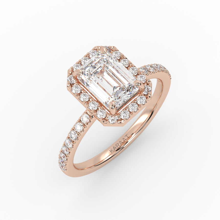 The Emerald Solitaire with Pavé band and Halo