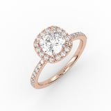 The Cushion Solitaire with Pavé band and Halo
