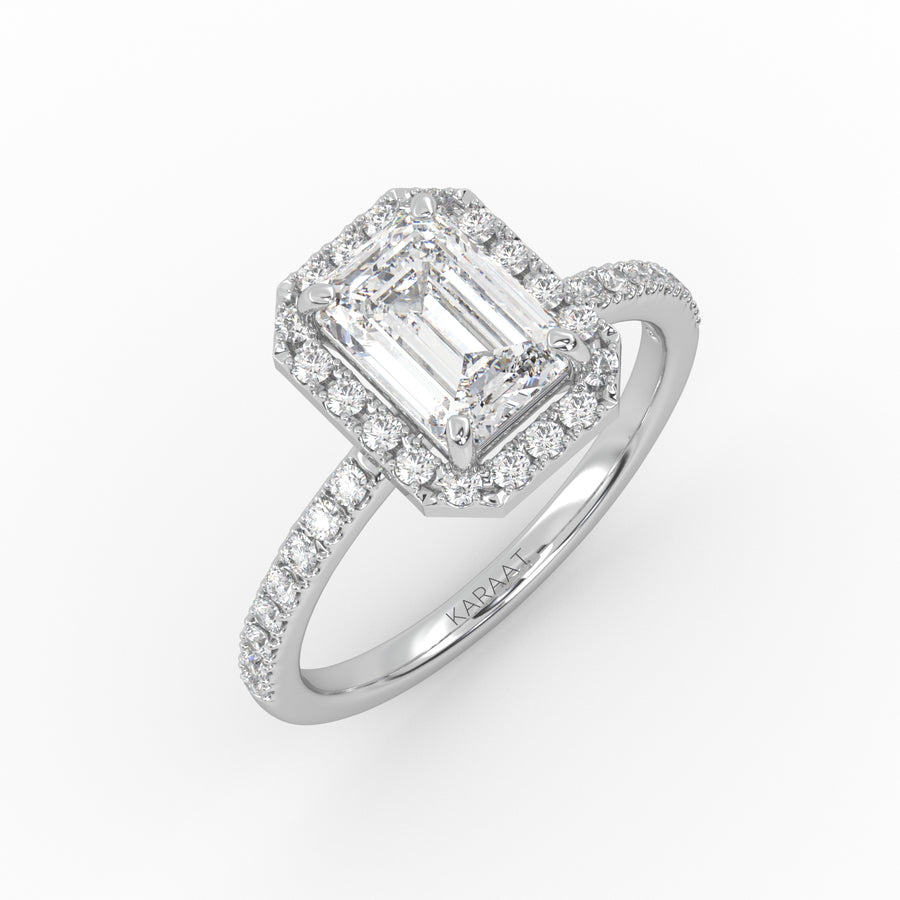 The Emerald Solitaire with Pavé band and Halo