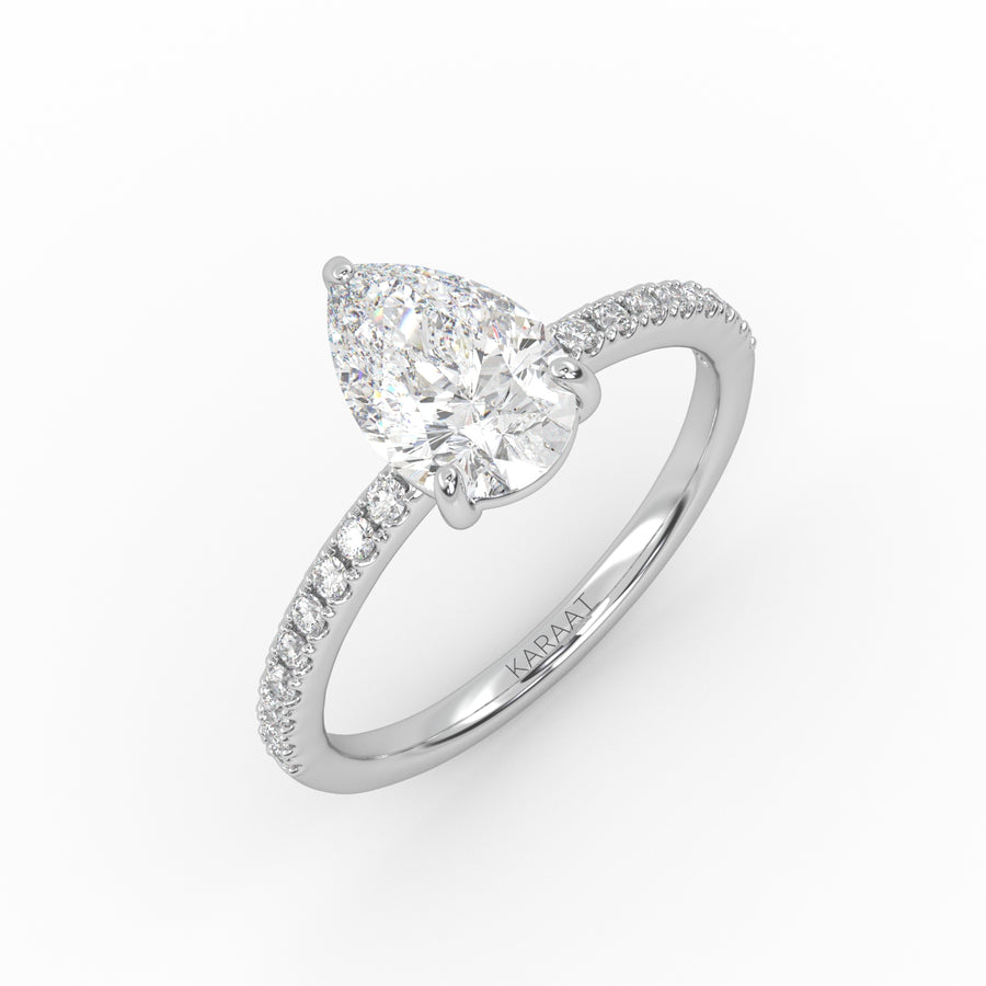 The Pear Solitaire with Pavé band