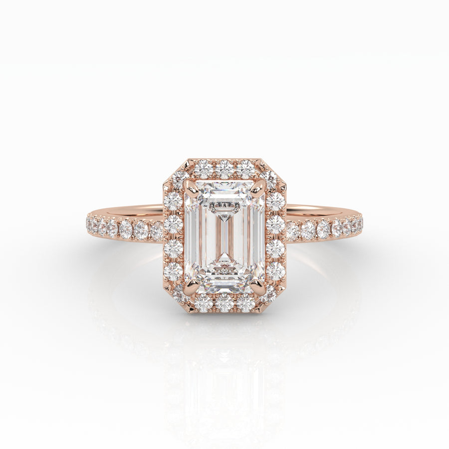 The Emerald Solitaire with Pavé band and Halo