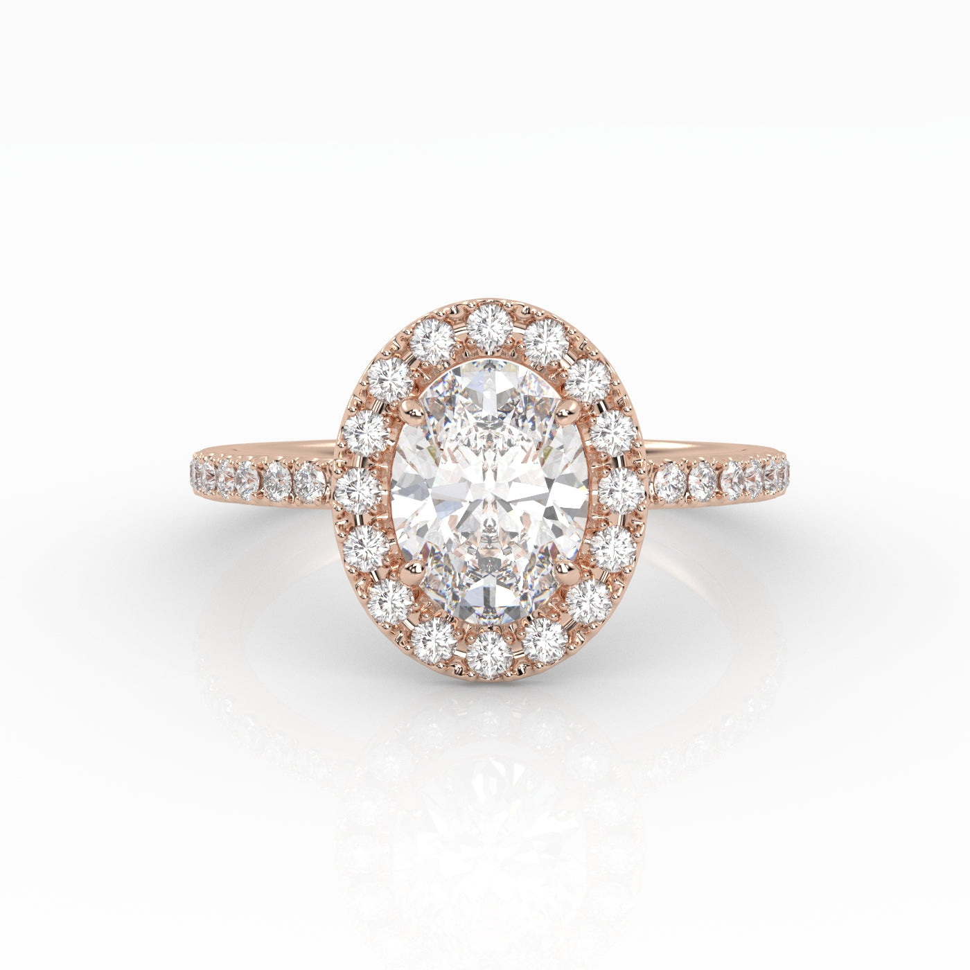 The Oval Solitaire with Pavé band and Halo