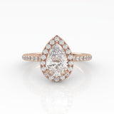 The Pear Solitaire with Pavé band and Halo