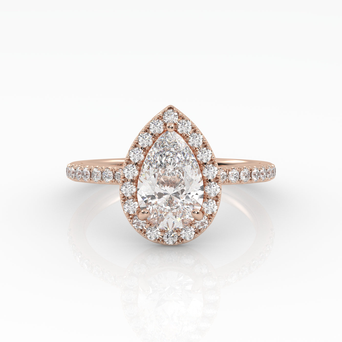 The Pear Solitaire with Pavé band and Halo