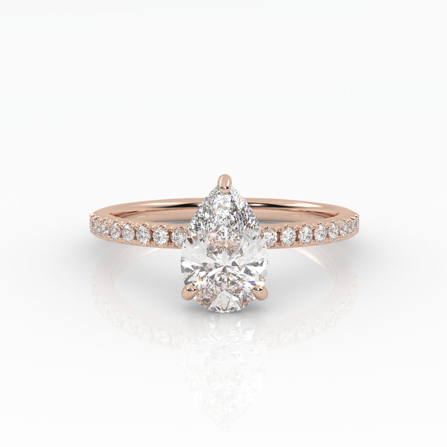 The Pear Solitaire with Pavé band