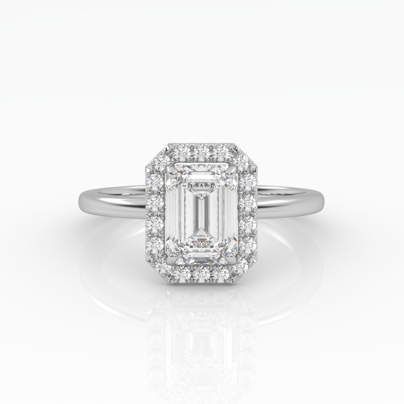 Emerald Solitaire-sormus halolla