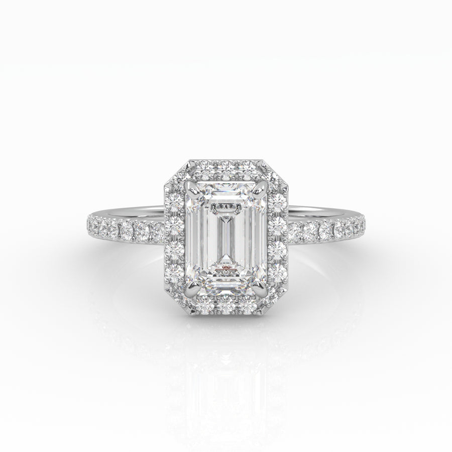 The Emerald Solitaire with Pavé band and Halo