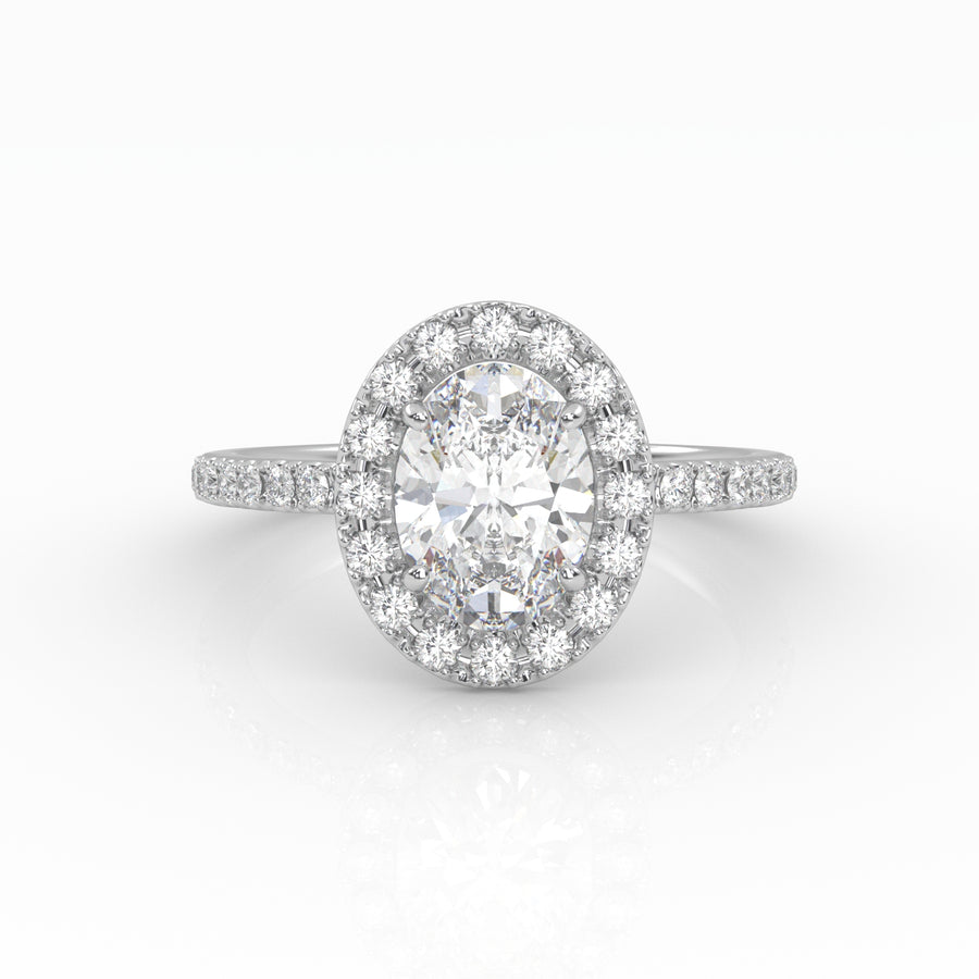 The Oval Solitaire with Pavé band and Halo