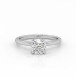 Elegant Cushion Solitaire engagement ring, made of ethical 1 carat lab-grown diamond and 18k solid white gold. 